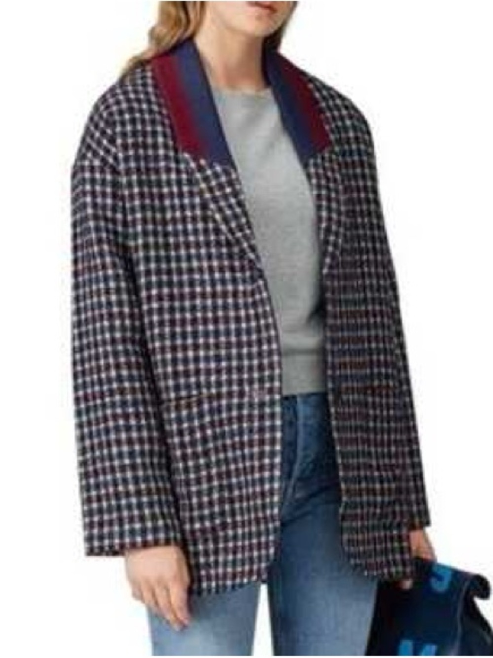 Kule open jacket Navy and Burgundy Large
